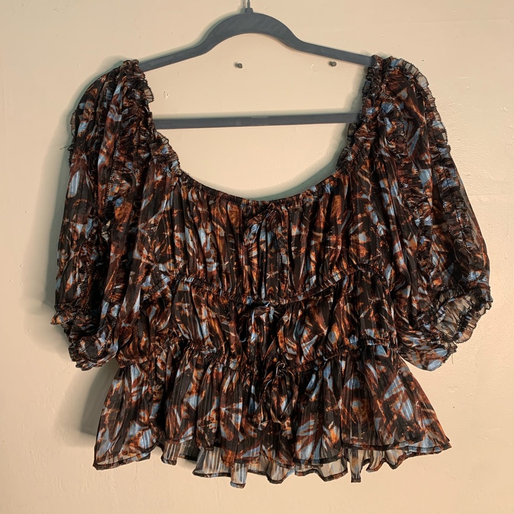 NWT House of Harlow 1960 Ruffled Blouse
